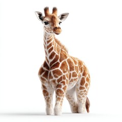 Fototapeta premium Full Body Portrait of a Young Giraffe on White