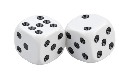 Luxury white dice for casino on white background.
