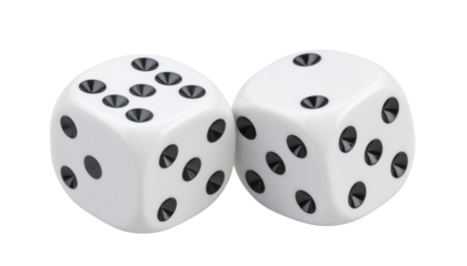 Luxury white dice for casino on white background.
