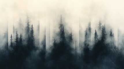 Fototapeta premium Forest with a few trees in the fog