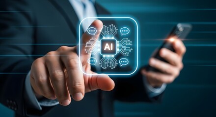 Innovative ai technology concept with futuristic digital interface and business integration