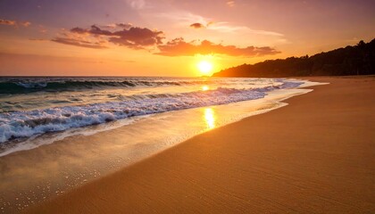 Obraz premium Golden sunset on tropical beach