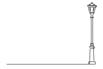 Continuous line art of a garden lamp or street light with a white background. World osteoporosis day.