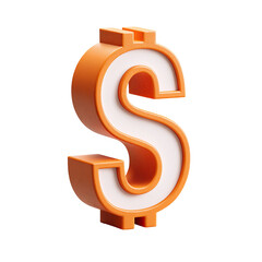 Fototapeta premium 3D rendered orange and white dollar sign