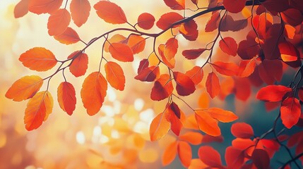 The sun kissed leaves whisper a tale of autumn s vibrant farewell painting the scene with a gentle glow and blurred