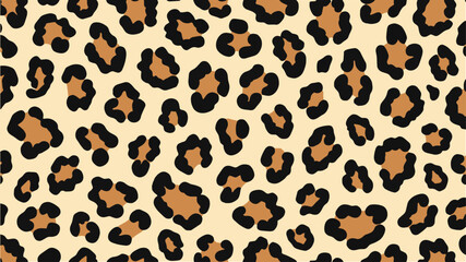 Animal Print Vector Pattern with Leopard Spots in Brown Black on Cream Background Modern Style