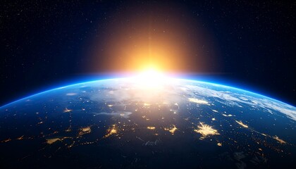 Fototapeta premium Earth Rising Sunrise View from Space.