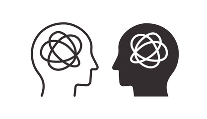 Confusion icons. Symbol of cognitive overload and mental disarray, Vector illustration.