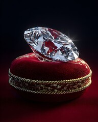 Conceptual Luxury Photography – Brilliant-Cut Diamond in Human Kidney Shape on Red Velvet with Gold Trim