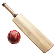 Cricket Bat Ball Isolated on White Background Cutout