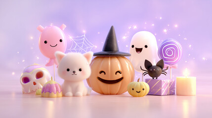 Halloween background with pumpkin bright colorful 