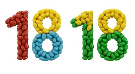 Obraz premium Colorful jelly bean numbers 1818