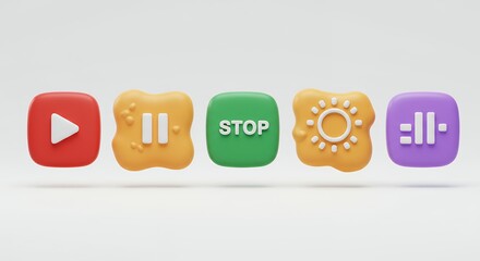 Colorful media player icons cookie design