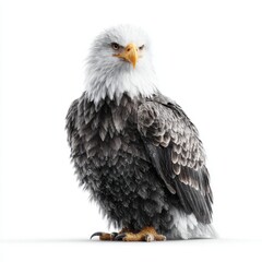 Obraz premium Majestic Bald Eagle Staring Portrait on White