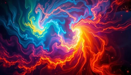 Fototapeta premium Abstract swirling nebula of vibrant colors, cosmic dust and energy , design, vibrant colors