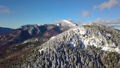 Snowy mountain peaks, winter landscape