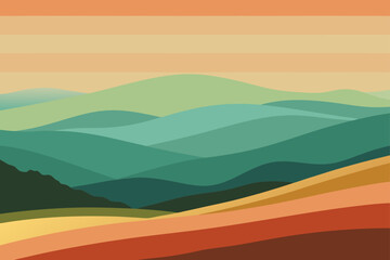 Layered Vector Hillside Background With Smooth Color