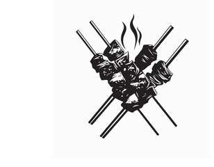 Grilled Lamb Satay Skewers Vector Illustration on white background.