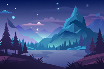 Fototapeta premium Night Cave Background With Minimal Color Palette