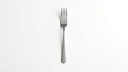 High-angle view of a single stainless steel fork.