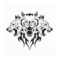Cerberus Mythological Guardian Dog Vector Illustration on white background