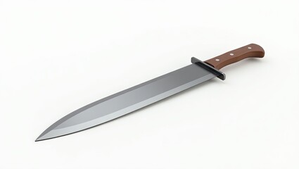Long, bladed knife with wooden handle.