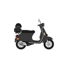  Motor Scooter with Backpack Colorful Black Line Icon No White