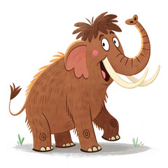 Mammoth Cartoon Isolated on White Background Cutout