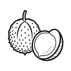Outline icon of a peeled lychee fruit