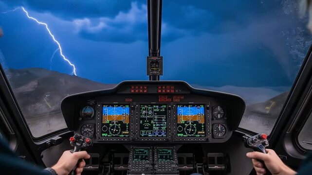 Pilot's Perspective: Navigating a Helicopter Through a Fierce Lightning Storm