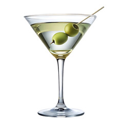 Martini Glass Olive Isolated on White Background Cutout