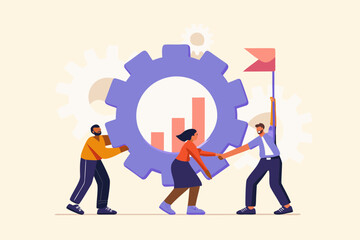 Teamwork and collaboration driving business growth and success