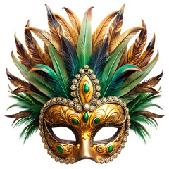 Mask Masquerade Feather Isolated on White Background Cutout