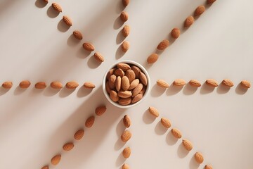 Obraz premium Fresh Dry Almonds In White Bowl on White Background
