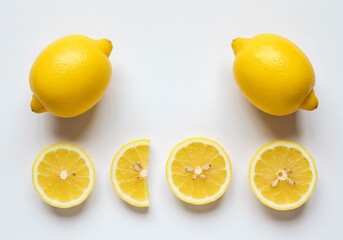 Fresh Lemons on a White Background