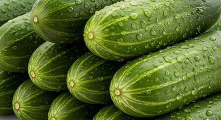 Fresh Cucumbers with Water Droplets