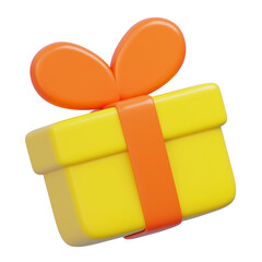 Yellow gift with an orange bow