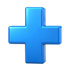 Medical Cross Blue Isolated on White Background Cutout