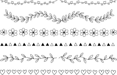 Obraz premium Hand drawn style decorative line borders and dividers set