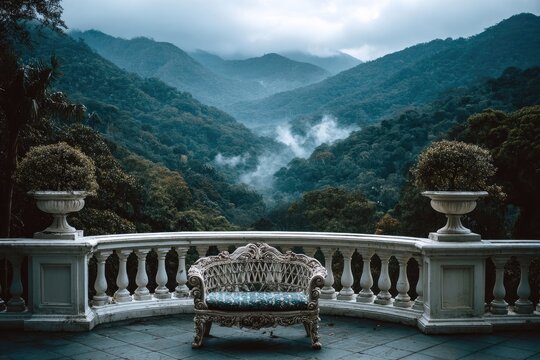 Scenic View From Balcony Overlooking Mountains - Powered by Adobe