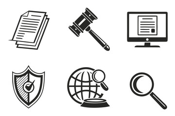 Fototapeta premium Legal and business icons isolated on white