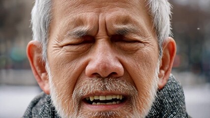 A sad elderly man with short gray hair and a goatee - Powered by Adobe