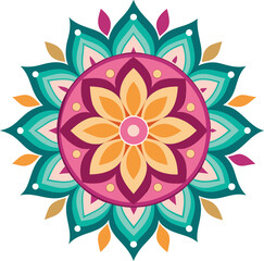 Colorful decorative lotus flower mandala graphic