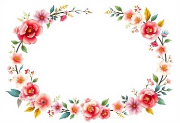 Fototapeta premium Elegant floral wreath frame, perfect for various invitations and announcements, background, spring