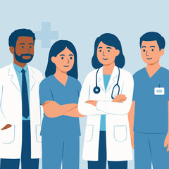 Obraz premium Diverse Group of Medical Professionals Standing Together – Teamwork in Healthcare 