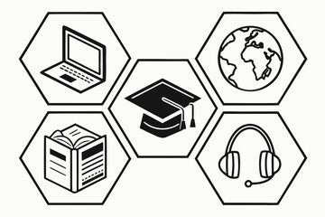 Education icons isolated on white background