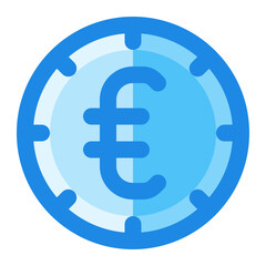 euro coin blue filled icon