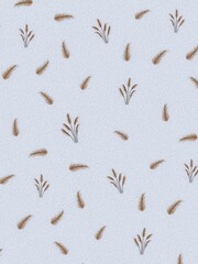 Natural Feather and Grass Pattern on Textured Background