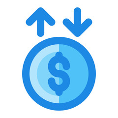 money value fluctuation blue filled icon