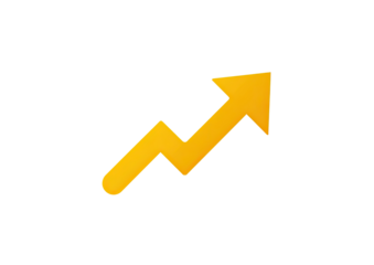 A bright, golden-yellow upward-trending graphic.  It resembles a stylized arrow or graph, with a jagged, ascending line